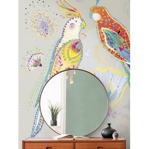 SPEELSE VOGELS EN BLOEMEN FOTOBEHANG | Herhaalbaar Patroon - 1,59 x 2,80 meter - A.S. Création House of Turnowsky