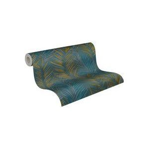 A.S. Création - Attractive 2 - Behang Bloemen - Blauw Geel Petrol - Vliesbehang 10,05 m x 0,53 m