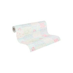 PATCHWORK BLOEMEN BEHANG | Landelijk - blauw roze wit groen - A.S. Création Maison Charme