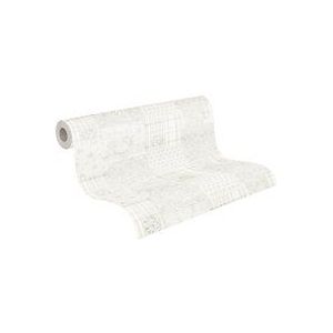 Vliesbehang - Bloesems en Strepen - Wit en Pastel - 10.05m x 53cm