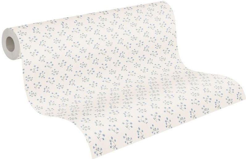 A.S. Création - Bloemenbehang - Wit Blauw Grijs - Vliesbehang - 10,05 m x 0,53 m