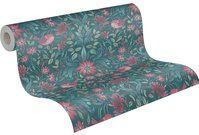 BLOEMEN EN VOGELS BEHANG | Botanisch & Dieren - donkergroen roze blauw - A.S. Création Maison Charme