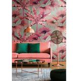 Livingwalls Travel Styles vliesbehang - tropisch behang in blauw en roze - stijlvol wandbehang voor verschillende ruimtes in 1,59 m x 2,80 m