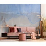 The Wall II - Blauw - Aquarel - Vliesbehang - Wasbestendig - Lichtbestendig