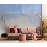 The Wall II - Blauw - Aquarel - Vliesbehang - Wasbestendig - Lichtbestendig