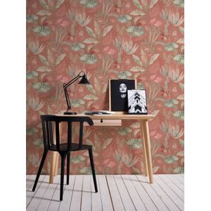 SPEELSE BLADEREN BEHANG | Botanisch - Rood Oranje Groen Roze - LivingWalls Famous Garden