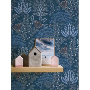 BLOEMEN BEHANG | Botanisch - Blauw Wit Grijs Oranje - LivingWalls Famous Garden
