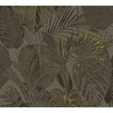 Livingwalls - Famous Garden - Jungle Behang - Bruin Zwart Goud - Vliesbehang 10,05 m x 0,53 m