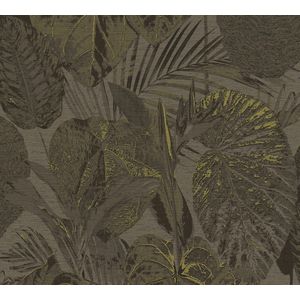 Livingwalls - Famous Garden - Jungle Behang - Bruin Zwart Goud - Vliesbehang 10,05 m x 0,53 m