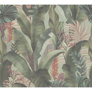 PALMBLADEREN BEHANG | Junglestijl - Groen Roze Rood Blauw - Living Walls Drawn Into Nature