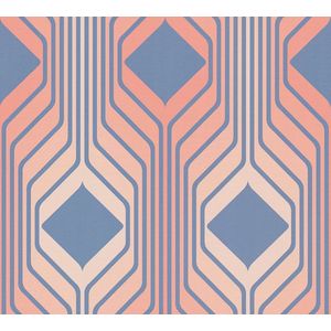 RETRO BEHANG | Grafisch - blauw rood roze - A.S. Création Retro Chic