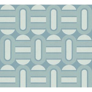 Retro behang jaren 70 - behang vintage grafisch turquoise blauw lichtblauw - A.S. Création vliesbehang Retro Chic 395364-8,50 m x 0,53 m - Made in Germany