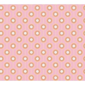Retro behang jaren 70 - behang vintage grafisch roze oranje beige roze wit - A.S. Création vliesbehang Retro Chic 395373-8,50 m x 0,53 m - Made in Germany