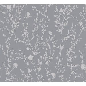 A.S. Création Behang bloemen grijs zilver - wandbehang 395463 - hoogwaardig vliesbehang voor slaapkamer - 10,05 m x 0,53 m - Made in Germany