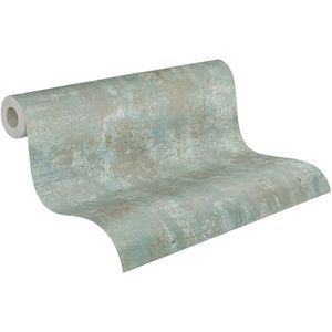 SAY HI - Vliesbehang - Groen - Hoogwaardig Vliesbehang met Pleisterlook