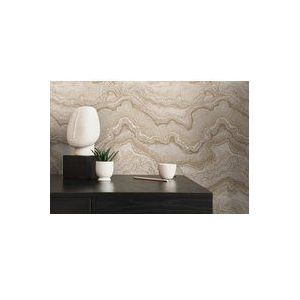 Livingwalls Behang 396592 met marmerlook - hoogwaardig design behang marmer in crème, beige, grijs - wandbehang met glanzend effect in goud - 10,05m x 0,53m - Made in Germany
