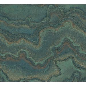 Livingwalls Behang 396593 met marmerlook - hoogwaardig design behang marmer in donkergroen, blauw, brons - wandbehang met glanzend effect in goud - 10,05m x 0,53m - Made in Germany