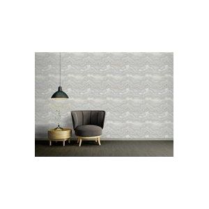Livingwalls Behang 396595 met marmerlook - hoogwaardig design behang marmer in grijs, zilver - wandbehang met glanzend effect in goud - 10,05m x 0,53m - Made in Germany