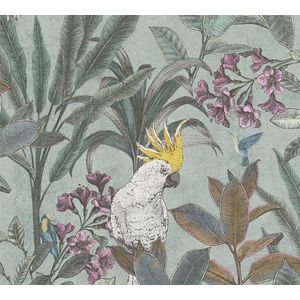A.S. Création - Jungle Behang - Groen Blauw Roze - Vliesbehang 10,05 m x 0,53 m