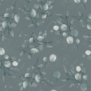 A.S. Création Vliesbehang bloemen in groen zilver - modern bloemenbehang 397683-10,05 m x 0,53 m - hoogwaardige wandbehang bloemen - Made in Germany