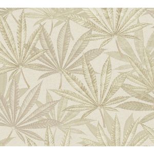 Vliesbehang met glanzende, grove structuur beige pleisterlook