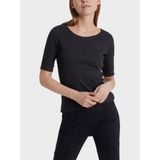 Brand - Effen T-shirt met Halve Mouw en Geribbelde Kraag