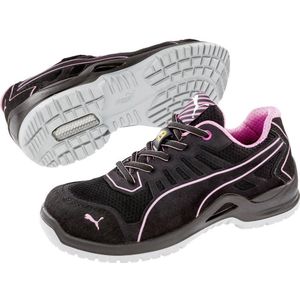 Puma Dames-veiligheidsschoen | maat 37 zwart/roze | S1P SRC ESD EN ISO 20345 | microvezel/mesh | 1 stuk - 64.411.0-37 64.411.0-37