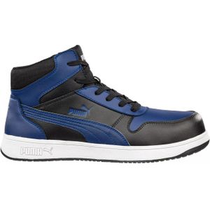 PUMA Safety Frontcourt MID S3 ESD FO HRO SR Veiligheidsschoenen, uniseks, antislip, metaalvrij, glasvezel kap, zwart, blauw, 42 EU