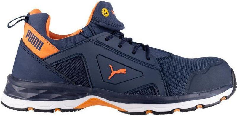 Puma - Chase Low S1PS ESD FO HRO SR Werkschoen - Blauw/Oranje - Impulse Foam®