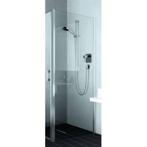 Kermi Liga zijwand voordouchebak 90x200cm mat-zilver profiel en helder glas LITWD090201AK