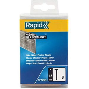 Rapid Brads Type 8, 15mm Nagels 18Ga, 5.700 St. Kunststofbox, voor Hand-, Pneumatische en Elektrische Tackers