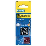 Rapid Blindklinknagels XL Kop Ø 4,8mm, 19-22mm Klembereik, 25 St. ALU Klinknagels, Set Incl Boor, voor Blindklinknageltang