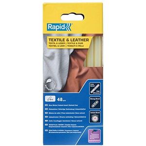 Rapid Lijmpatronen voor Textiel en Leer, 48 Lijmsticks 190mm Lengte, Speciaallijm, Hete Lijm voor Lijmpistolen 11mm, 12mm