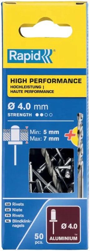 Rapid - Blindklinknagels - Aluminium - Ø4 x 10 mm - 50 Stuks