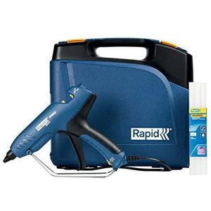 Rapid EG313 Professioneel lijmpistool in koffer en 12 lijmsticks, met 900 g/uur lijmdebiet en 3 min. opwarmtijd, voor het vastzetten van kabels en het bevestigen van sierlijsten