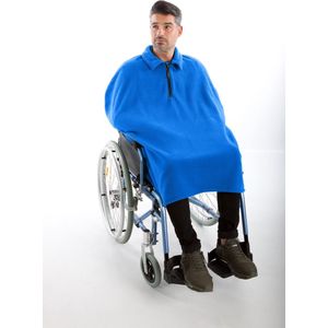 Rolstoel poncho fleece - Rolstoelcape heren - Rolstoelcape winter - Blauw