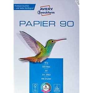 Avery Zweckform 2563 Printer-/Kopieerpapier (500 Vellen, Din A4 Papier, Hoogwit) 1 Verpakking