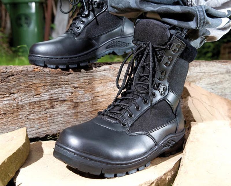 Veterboots - Tactical - Zwart - Imitatieleer, Textiel