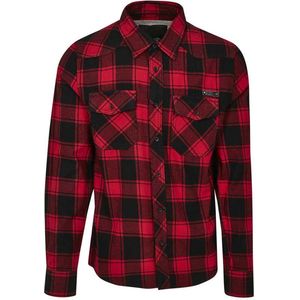 Brandit - Flanellen Overhemd - Checkshirt - Rood-Zwart