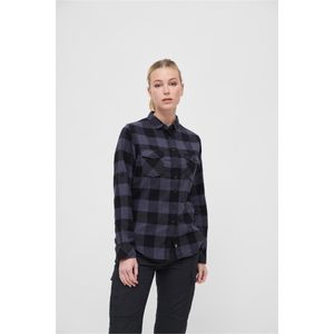 Brandit - Amy Flannel Checkshirt - Flanellen Overhemd - Zwart-Grijs - 100% Katoen