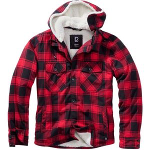 Brandit - Lumberjacket Hooded - Vest - Zwart-Rood - Katoen-Polyester