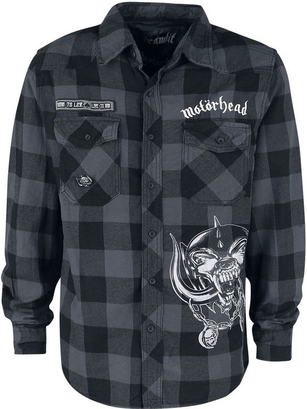Motörhead Brandit Bastards - Checkshirt Longsleeve zwart-grijs S 100% katoen Band merch, Bands