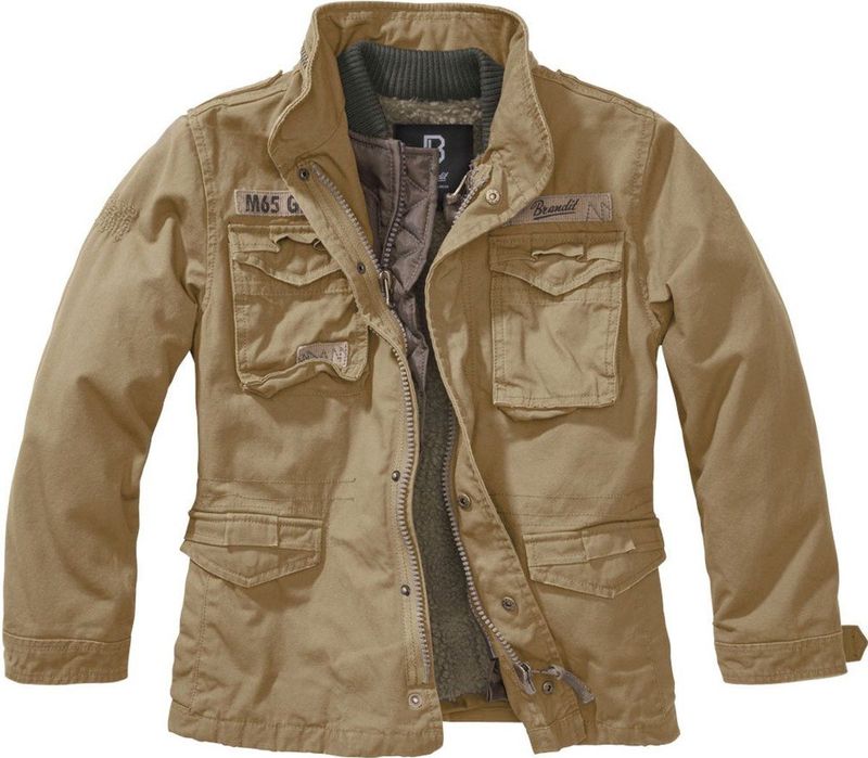 Brandit - M65 Giant - Kinder Jacket - Bruin - Uitneembare Binnenjas, 4 Zakken, Verstevigde Capuchon