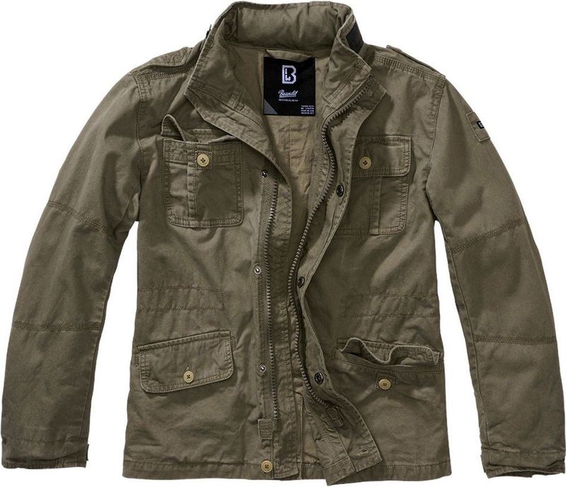 Brandit - Britannia - Kinderjas - Olijfgroen - 100% Polyurethaan, Ventilatiegaten, 4 Voorzakken