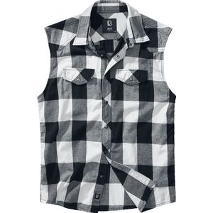 Brandit - Sleeveless Checkshirt - Korte Mouwen - Zwart-Wit - 100% Katoen