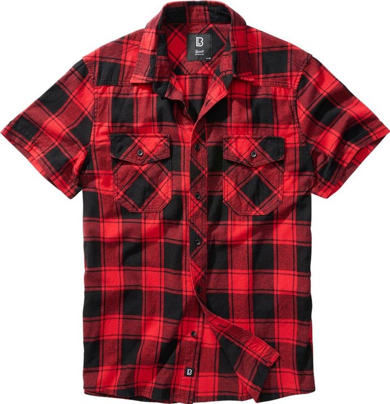 Brandit - Checkshirt Halfsleeve Overhemd - Rood Zwart
