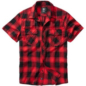 Brandit - Check Shirt - Korte Mouwen - Rood-Zwart - Katoen