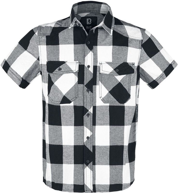 Brandit - Checkshirt Halfsleeve Overhemd - Wit Zwart