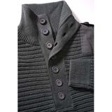 Brandit - Alpin - Gebreide Trui - Antraciet - Hoge Kraag met Knoopsluiting