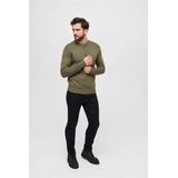 Brandit - Armee Pullover - Sweater - Olive - Ronde Hals, 3/4 Ritssluiting
